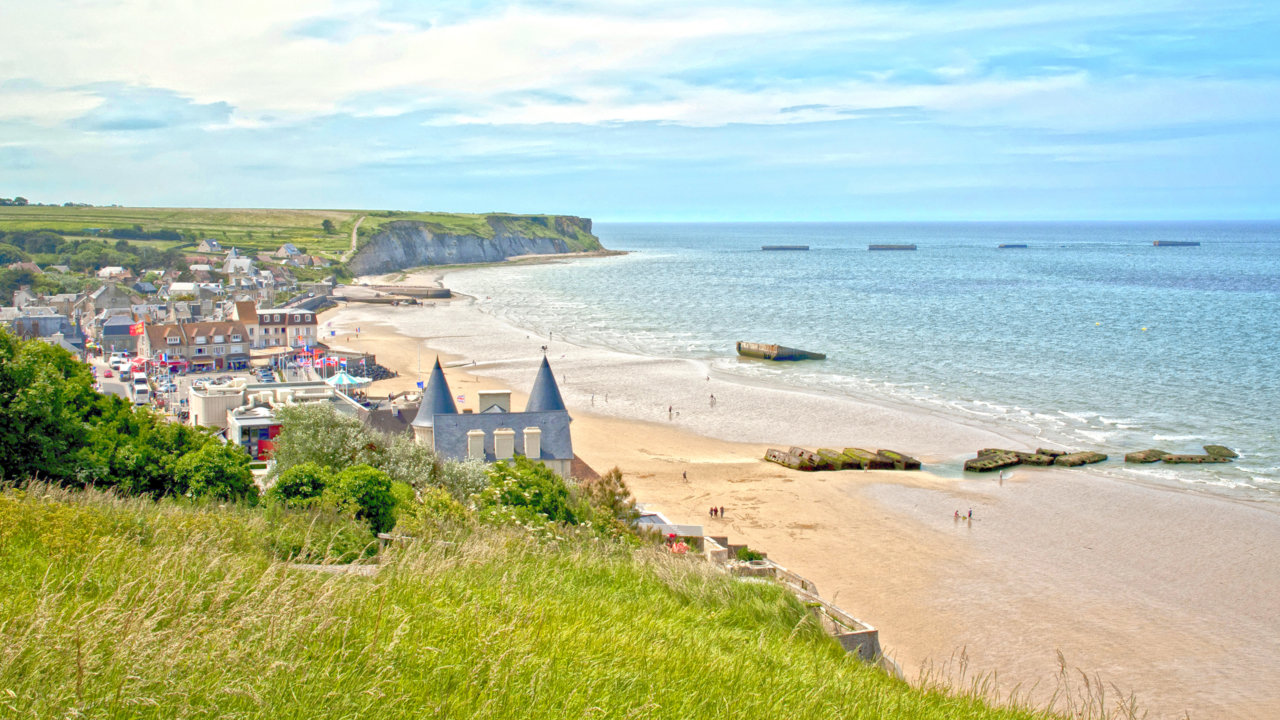 Panoramic view of Arromanches Beach, Noramandy, France