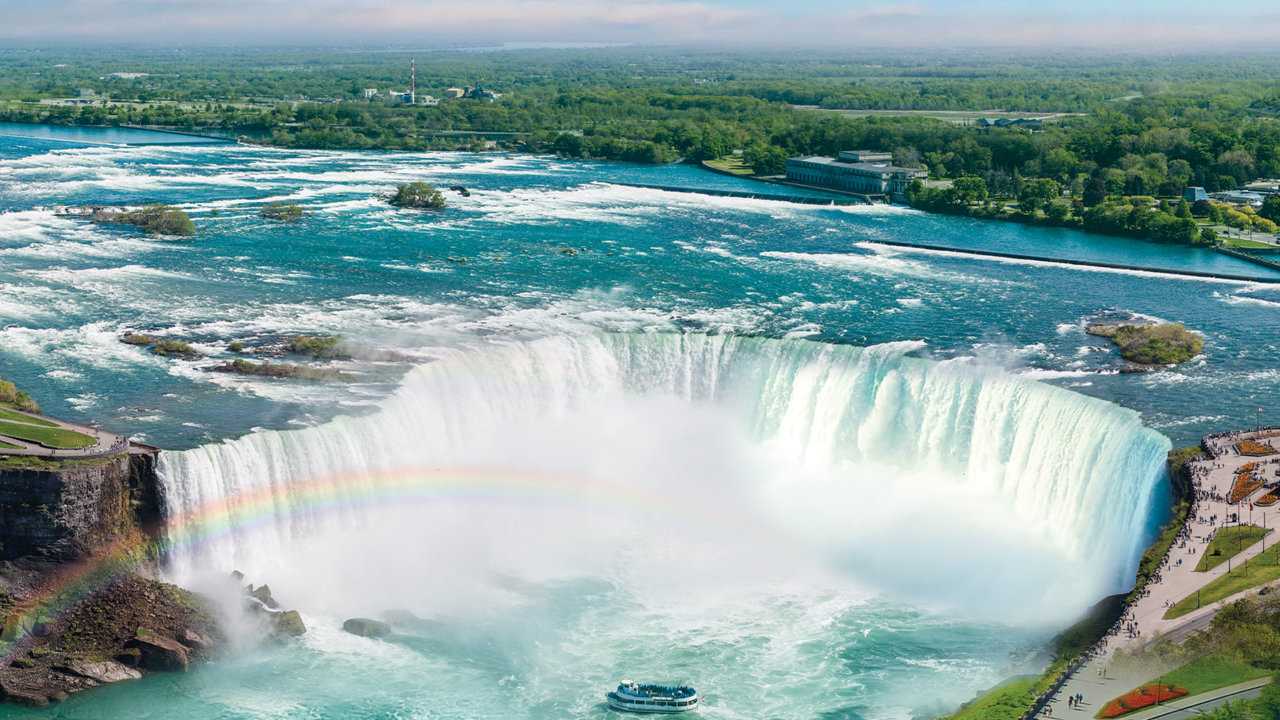Panoramic view of the Niagara Falls, Niagara River, Canada