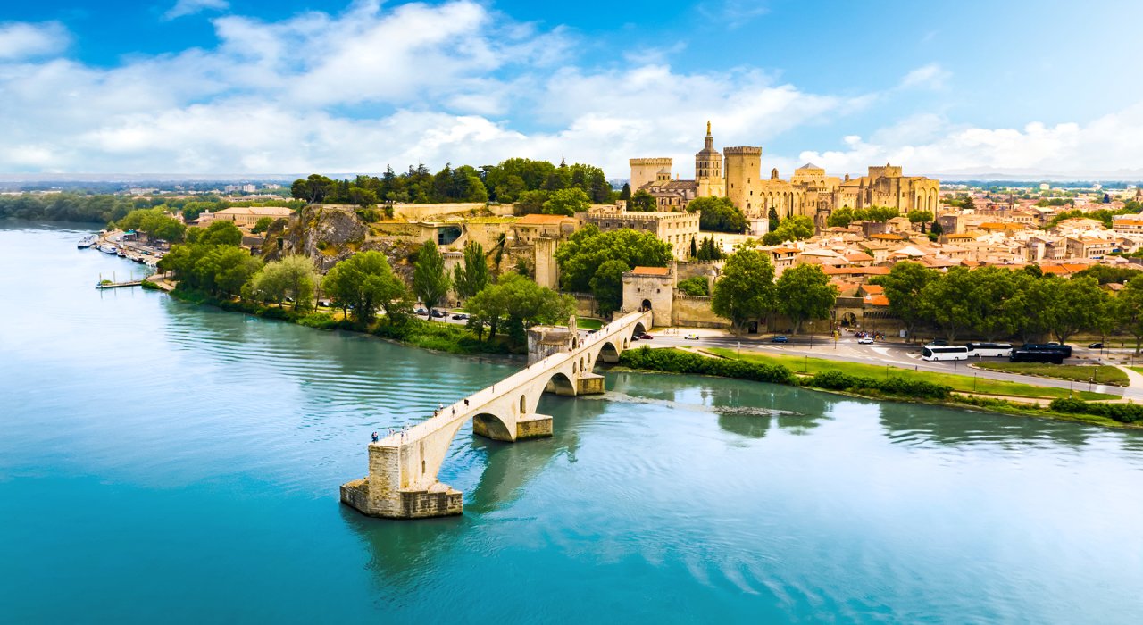France, Avignon, Rhone river, Saint-Benezet bridge